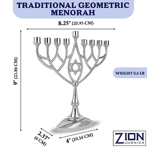 image for Zion Judaica Ltd Pack of 2 Traditional Classic Menorah Geometric Shape