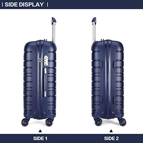Kono Lightweight Polypropylene Large Check in Luggage with Spinner Wheels TSA Lock YKK Zipper Hard Shell Travel Trolley Suitcase (Navy,76cm 100L)