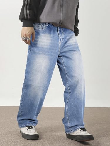 Image of JMIERR Men's Baggy Y2K Jeans Stretch Loose Fit Wide Leg Denim Pants | 5 Pockets, Oversized Casual Trousers, Vintage Relaxed wash, Breathable Cotton Blend，Hip Hop, Skater Streetwear, All-Season