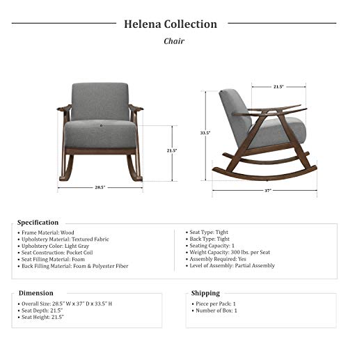 Lexicon Helena Rocking Chair, Gray #TOP4
