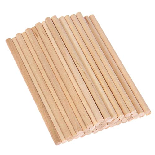 50 varillas de madera para manualidades, tacos redondos de madera de 5 mm en diferentes tamaños, 10 cm, 15 cm, 20 cm, palos de manualidades sin terminar para carpintería y proyectos de bricolaje, 10 x