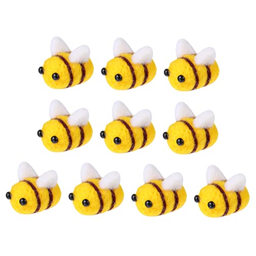 Gadpiparty 10 Piezas abeja de fieltro de lana decoración juguetes encanto disfraces para halloween disfraz hallowen adorno artesanal de abeja disfraz de abeja artesanal textura de lana Yellow