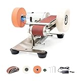 READ!LY Mini Belt Sander 15° Knife Sharpener Electric Bench Grinder, 7-Speed Adjustable Buffer Polisher for DIY, Metal & Wood Tools, Blade Sharpening Kit