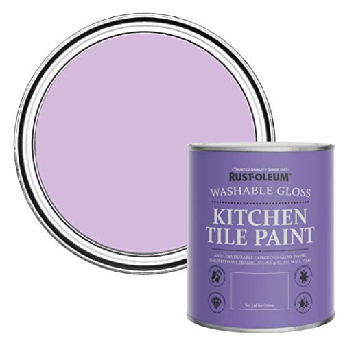 Rust-Oleum Purple Water-Resistant Kitchen Tile Paint in Gloss Finish - Violet Macaroon 750ml