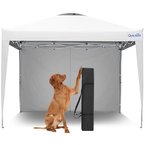 Quictent 10x10 Pop Up Canopy Tent with 1 Sidewall, Instant Setup Gazebo for 1 Person, Portable & Compact, Waterproof & UV Protection, Ideal for Campin