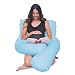 Meiz Pregnancy Pillow - Maternity Pillow for Side Sleeping - Total Body Support Pillow - Nursing Cushion for Baby - 100% Cotton Zipper Pillow Cover (Blue)