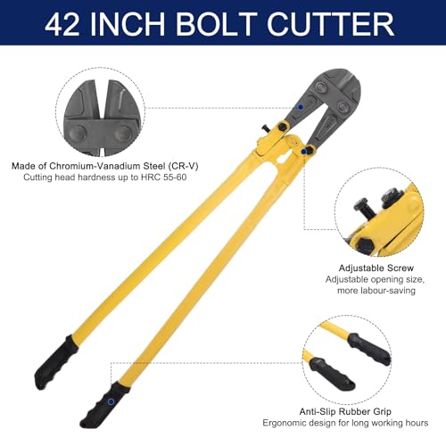 sourcing map Heavy Duty Bolt Cutter 42" Lock Cutter Cr-V Alloy Steel Blades Bolt Cutter Bi-Material Ergonomic Handle for Wire Fence Screw Cutting Tool - Image 5