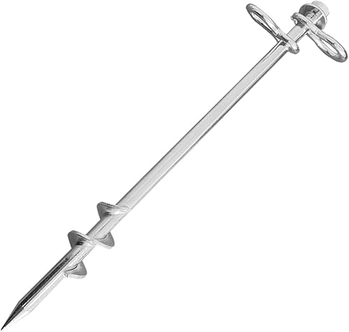 Miniatura 7 de Fierywater Juego de 6 anclajes de tierra atornillados de 12 pulgadas, doble dirección arbitraria galvanizada, juego de estacas para columpio y