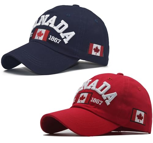 Navy Blue and Red Canada Baseball Cap for Men Women Canada Day Maple Leaf Flag Dad Hat Golf Cap Sport Outdoor Plain Cap