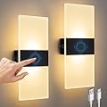 SURPALIG Wall Sconce Set of 2, Touch Control, 4000mAh Battery Operated Bedside Night Light, Dimmable Wall Lights for Bedroom, Rechargeable Magnetic Cordless LED Wall Lamp