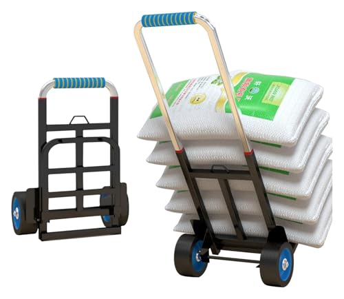 Carretilla de mano plegable con ruedas de goma maciza y asa ajustable, carrito portátil para equipaje y compras