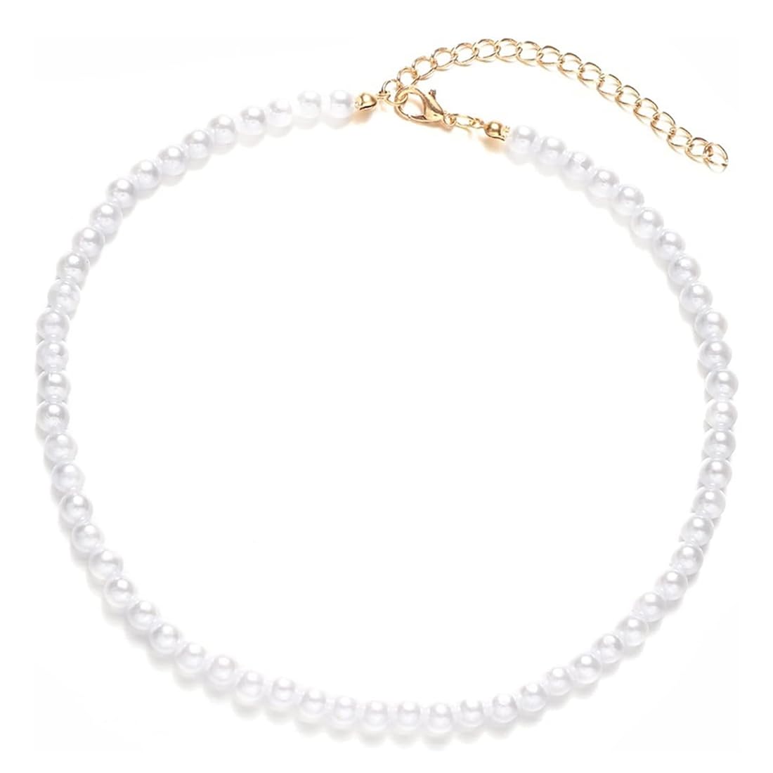 EIHI Collar de perlas para mujer, collar de perlas para hombre, collar de perlas artificiales redondo corto, collar de perlas blancas para boda