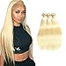 FASHION QUEEN Hair 613 Blonde Hair Bundles, Silk Straight Brazilian Virgin Hair, Honey Blonde Unprocessed Human Hair Weave 3 Bundles 300g Mixed Length(16"18"20")