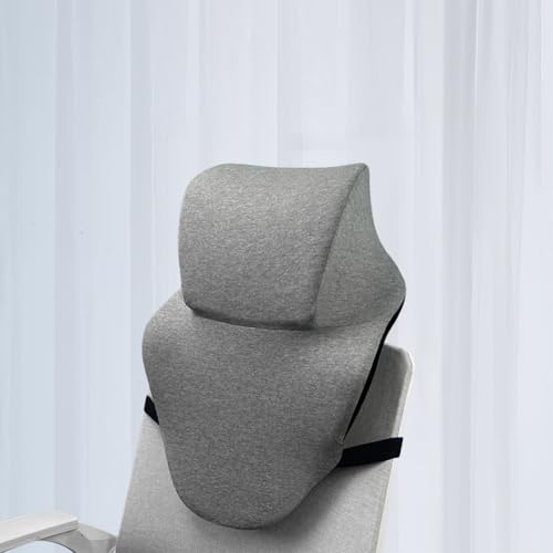 Office Chair Headrest, Adjustable Neck Support Pillow with Removable Washable Cover - Head Rest Attachment for Office Chairs and Wheelchairs, Neck Pillow for Desk Chair Napping (Grey)
