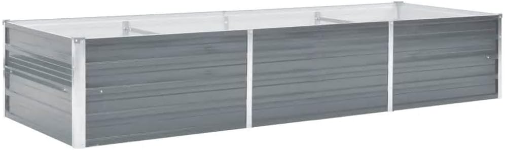 Garden Raised Bed, Heavy-Duty Galvanised Steel, DIY Outdoor Patio/Garden/Balcony Decor, Large Size for Plants/Vegetables/Herbs/Flowers, Grey, Weather, Easy Assembly Required