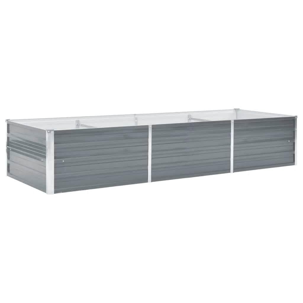 vidaXL Garden Raised Bed Galvanised Steel 240x80x45cm Grey Flower Box Raised Bed