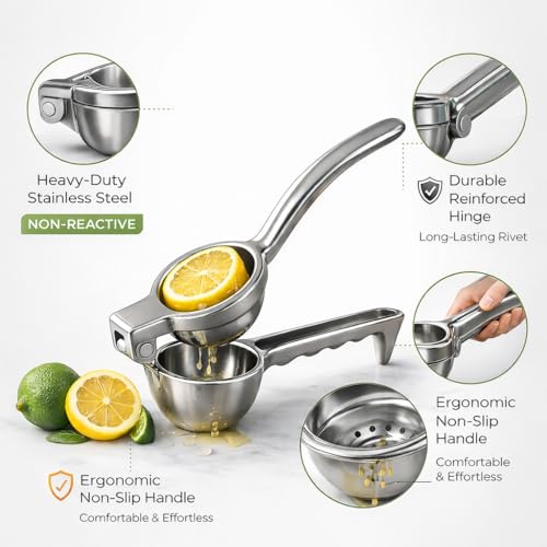 Image of Aluminium Lemon Squeezer | Heavy Duty Manual Nimbu Squeezer | Rust-Proof Citrus Juicer Press for Lemon, Lime & Orange | Easy Grip Handle | Nimbu Paani Maker for Home Kitchen