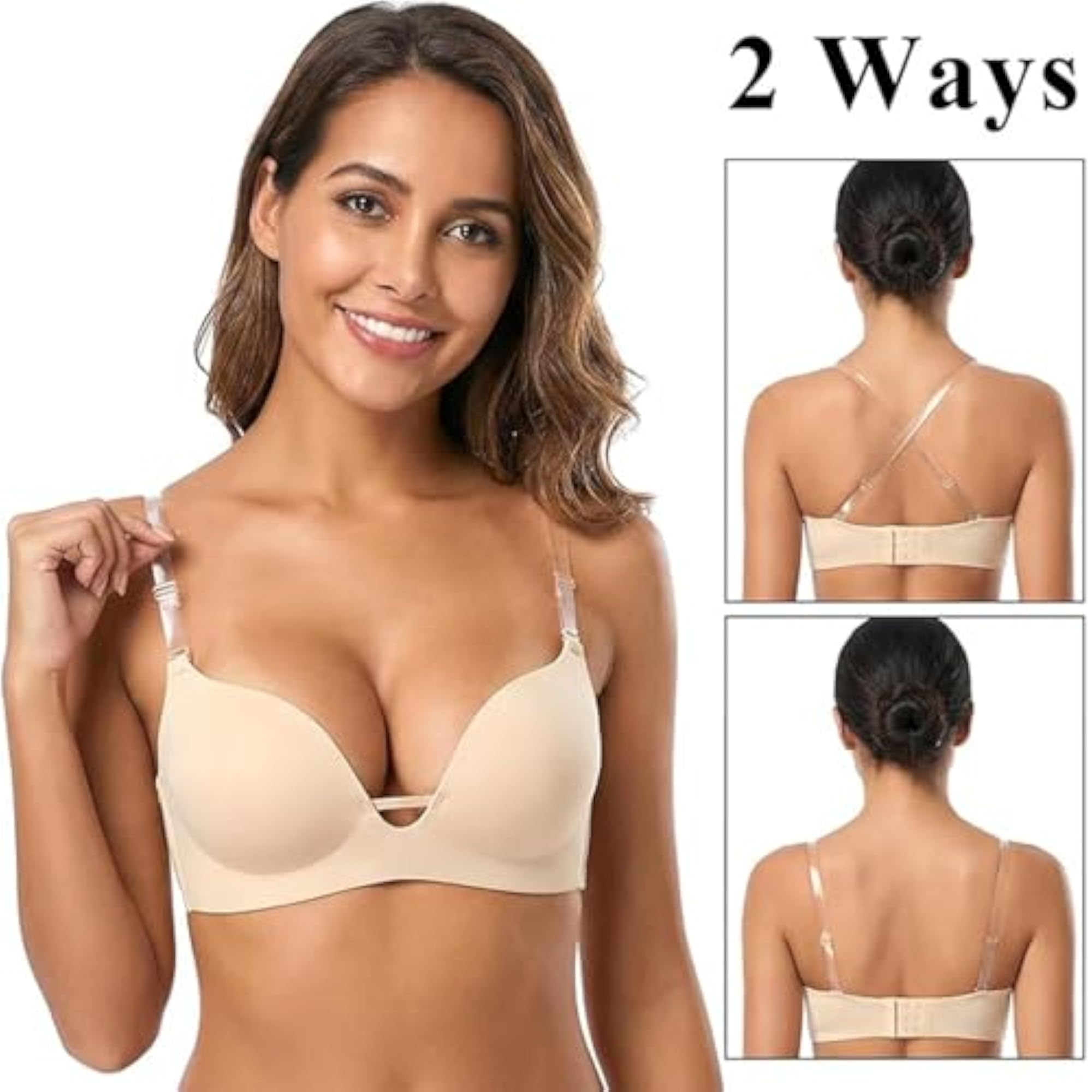 12PCS Adjustable Invisible Bra Straps, Transparent Silicone Non-Slip