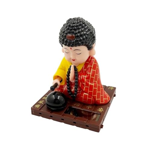 Image of CraftVatika Buddha Solar Powered Moving Head and Hand Sitting Buddha Feng Shui Items for Good Luck, for Money, Home Decor Items, Show Pieces for Home Decor | Car Dashboard | Home Office Desk