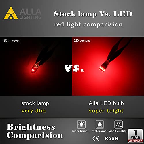 Alla Lighting T10 168 194 LED Lights Bulbs W5W 2825, Super Bright Red 360° Cars, Trucks' Marker, Inner Tail, Interior Dome, Map, Trunk, Door Stepwell Lights Lamps, 12V 175 161 3014-SMD by Alla Lighting - Used condition - Image 2