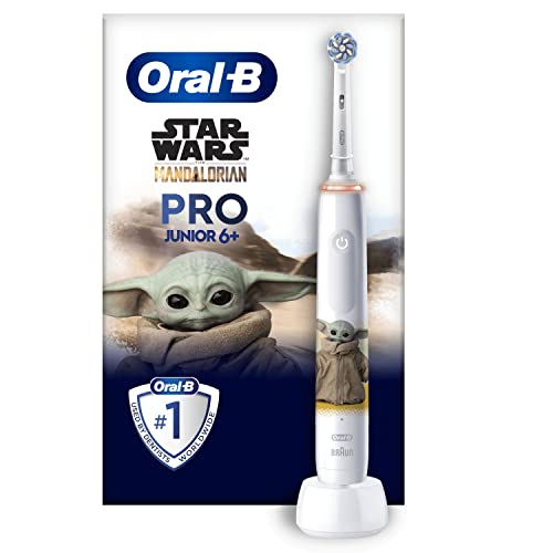 Oral-B Pro Junior Kids Electric Toothbrush, 1 Star Wars Mandalorian Handle, 1 Toothbrush Head, 3...