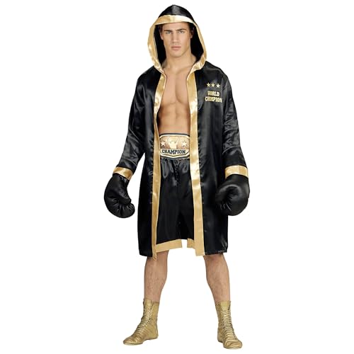 Boxeadores Disfraz 2 W WIDMANN MILANO Party Fashion - Traje de boxeador Campeón del mundo, traje de boxeador con capucha, deportista, kickboxer