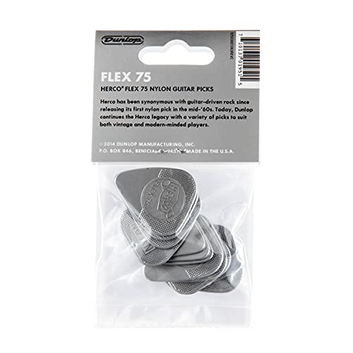 Herco® Palitos planos HE211P Flex 75 de nylon, prata, pesado, pacote com 12 jogadores