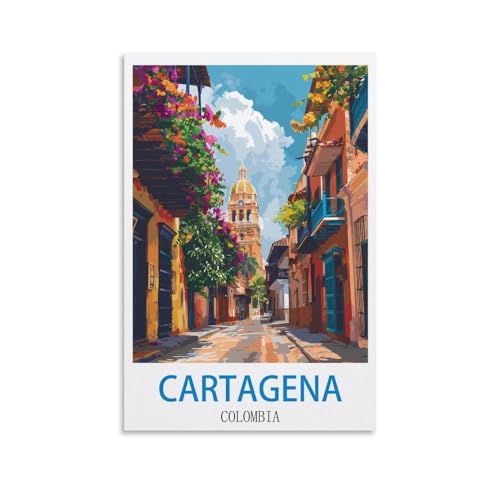 Affiche voyage Colombie Carthagène poster vintage toile déco chambre 50x75