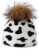 Joylife Animal Print Beanie Hat with Fur Pom Pom Fashion Knitted Skull Cap Unisex Double Layer...