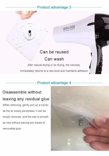 Image of 10 Pcs Stainless Steel, PVC, ABS Nail Free Seamless Adhesive Non-Trace No Drilling Installation Hanging, Waterproof Screws Wall Hook (Transparent)