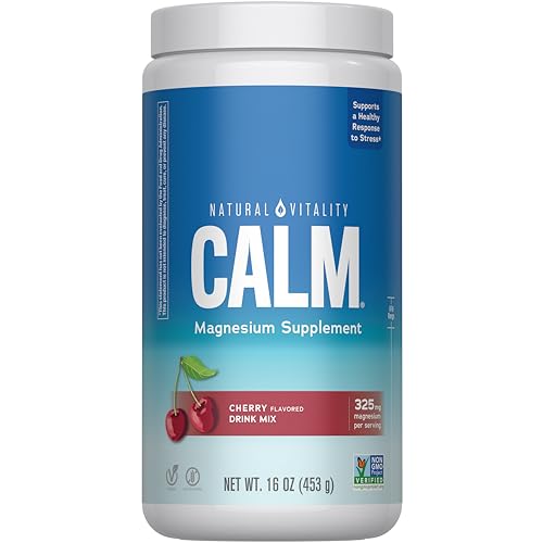 Natural Vitality Calm Magnesium 16 oz Powder | Relaxing Drink Mix | Cherry Flavored Supplement | 325mg Per Serving | Non-GMO, Gluten-Free & Vegan
