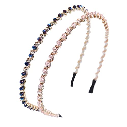 JINWEORI 2 Pcs Cristal Strass Bandeau Bandeaux Strass Cheveux Bandeaux Verre Diadème Rangée Strass Bandeau Brillant Antidérapant Bandeaux De Cheveux pour La Décoration De Bijoux De Cheveux Cover