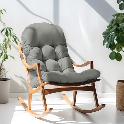 Image of Adirondack Chair Cushion, Rocking Chair Cushion 44x19.4x4 inch, High Back Patio Cushions of Upper and Lower with Ties, Sunscreen and Fade-Resistant (Gray, 1)