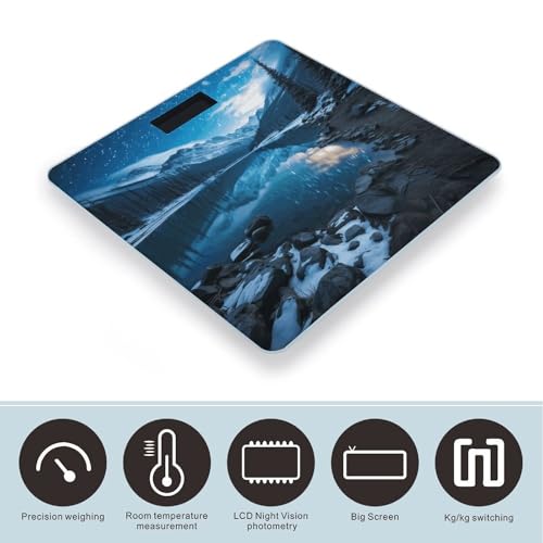 Báscula digital para baño con vidrio templado y pantalla LCD miniatura 3