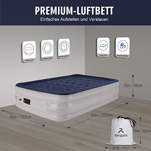 Luftbett Selbstaufblasend Luftmatratze Doppel Gästebett mit Eingebauter Elektrischer Pumpe und Integriertem Kissen für Camping oder Heimgebrauch Aufblasbare Matratze für 2 Personen - Image 5