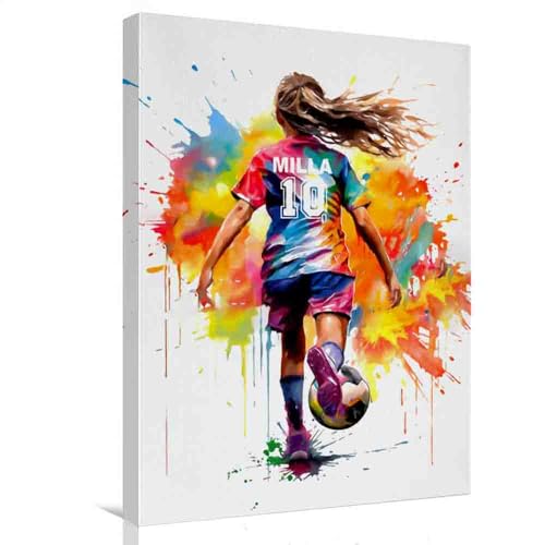 Canva Girls Football Watercolor Wall Art 16"x20" Frame