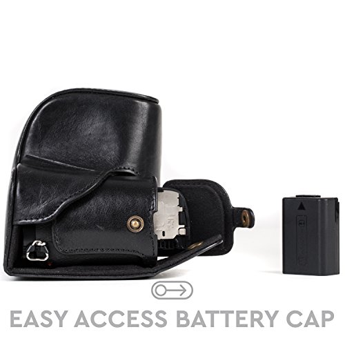 Megagear Ever Ready Genuine Leather Camera Case And Bag For Sony Alpha A6300, A6000 (16-50 Mm) (Black) #TOP6