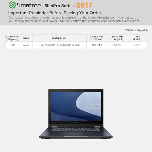 Image of Smatree SlimPro Laptop Case for 14 inch ASUS ExpertBook B2 Flip B2402F