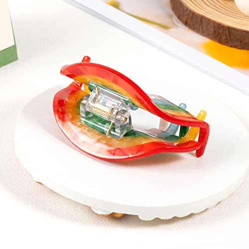 Rainbow Hair Claw Clip Non Slip Acrylic Acetate 90'S Strong Hold Jaw Barrettes Cute For Women Girls Thin Thick Curly Hair Rainbow Pride Parade Accessory #TOP6