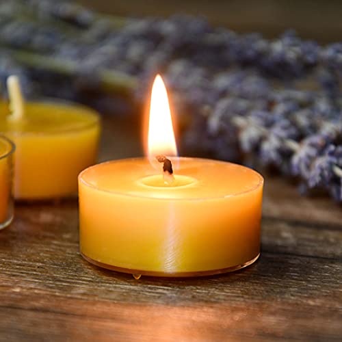 Natural Beeswax Tea Candles, DEYBBY 20 Pack Handmade Beeswax Candles, Clear Cup, Great for Home Decoration - Image 6