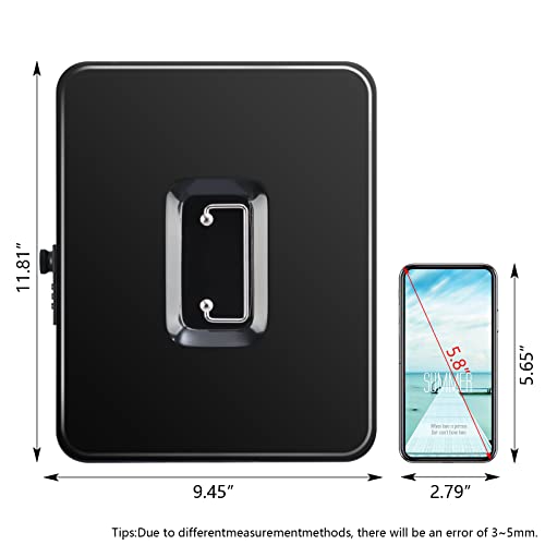 Image of KYODOLED Metal Cash Box with Combination Lock Money Box for Cash Safe Metal Box with Money Tray for Security Lock Box 11.81 inchx 9.45 inchx 3.54 inch Black X Large