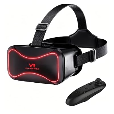 VR Headset for Phone with Controller, Virtual Reality Goggles for Kids & Adult 3D Family 110° FOV Anti-Blue Light HD Lenses, Compatible with iPhone17/16/15/14/13/12/11, Samsung, Android (Red)