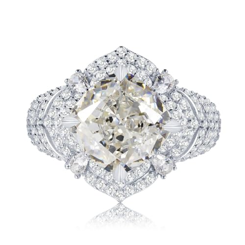 Bague fiançailles argent sterling 925 avec zircone 5 carats cadeau femme