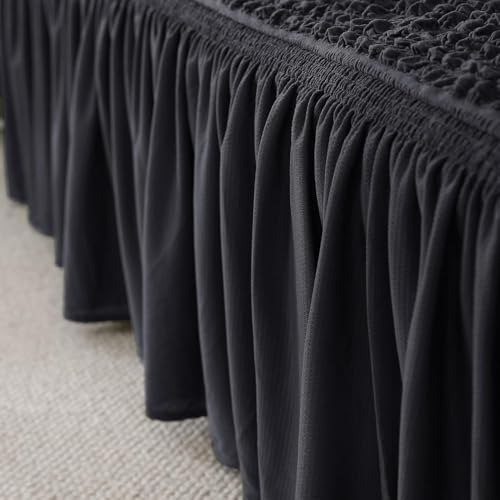 Image of HOKIPO Stretchable Elastic Bubble Frill Cover for Sofa 1 Seater, Anchor Grey (NEW-AR-5255-AGRY)