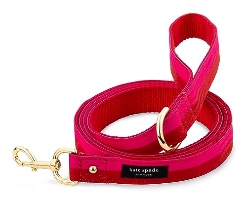Kate Spade New York 4.5ft Dog Leash, Heavy Duty Leash for Female or Male Dogs, Cute Pet Leash with Gold Metal Hardware, Long Dog Lead for Small and Medium Breeds (Red and Pink)