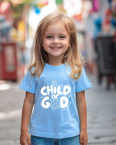 Image of Christian T-Shirts Child of God Shirt Kids Toddler Cute Girls Boys Short Sleeve Tops Graphic I'm A Child of God Tee 2-8 Years
