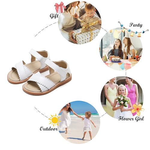 Image of Felix & Flora Toddler Girl Sandals -Flower Girl Dress Shoes Open Toe Little Kid Flats