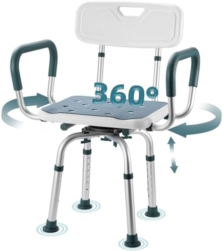 Swivel Shower Chair with Arms and Back, 400 lbs Heavy Duty Shower...