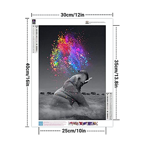Cenda DIY 5D Diamond Painting, Crystal Rhinestone Diamond Embroidery Paintings Pictures Arts Craft for Home Decoration, Colorful Star Gray Elephant 30x40 cm