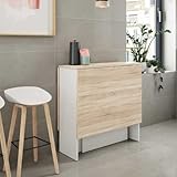 mesa abatible pared cocina ikea 7 días laborables KITKAY Mesa de Cocina Flex de 78x31 alas abatibles Blanco/Roble Natural
